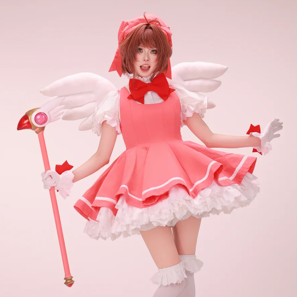 Anime Cosplay Mujer - Kinomoto Sakura Cosplay Różowa Sukienka Lolita