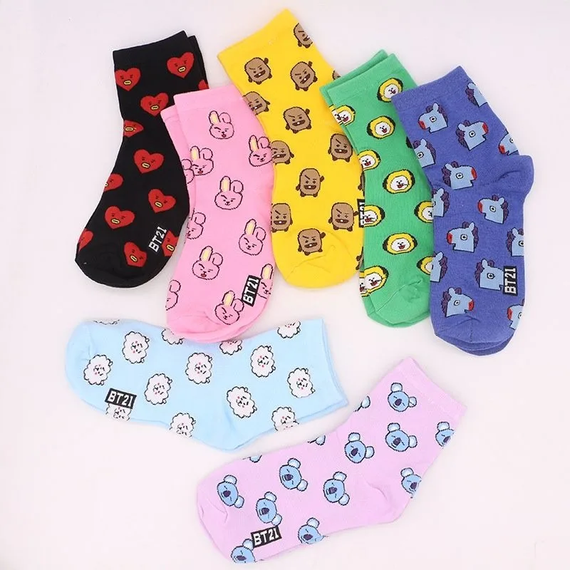 Cosplay Korean Anime - Urocze skarpetki BT21 z kreskówkami, śliczne