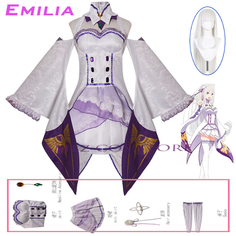 Emilia Cosplay Anime Re:Zero K – Anime Cosplay Outfit recenzja i cena