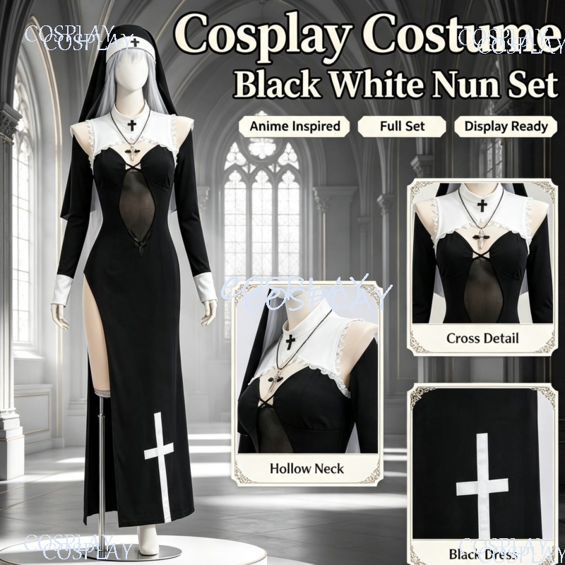 Kostium zakonnicy z wysokim ro – Anime Cosplay Photoshoot recenzja i cena